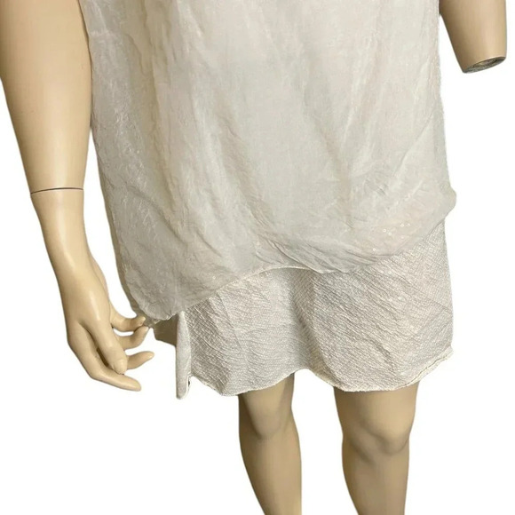 Vintage Italy Two Tier‎ Silk Dress Ivory Sequins Flowy Chiffon Sleeveless LWD - Picture 9 of 10